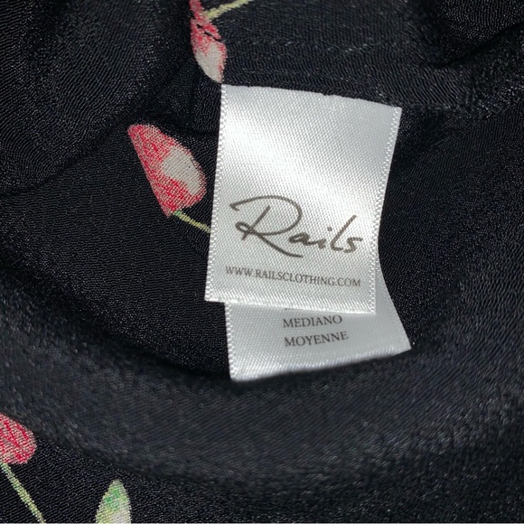 RAILS Rhea Cherry Blouse Cerise Neck Tie Rayon - Picture 8 of 14